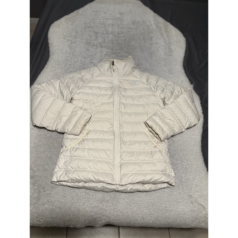 The North Face Girls Puffer Jacket XL 18 Cream Down Insulated Full Zip READ